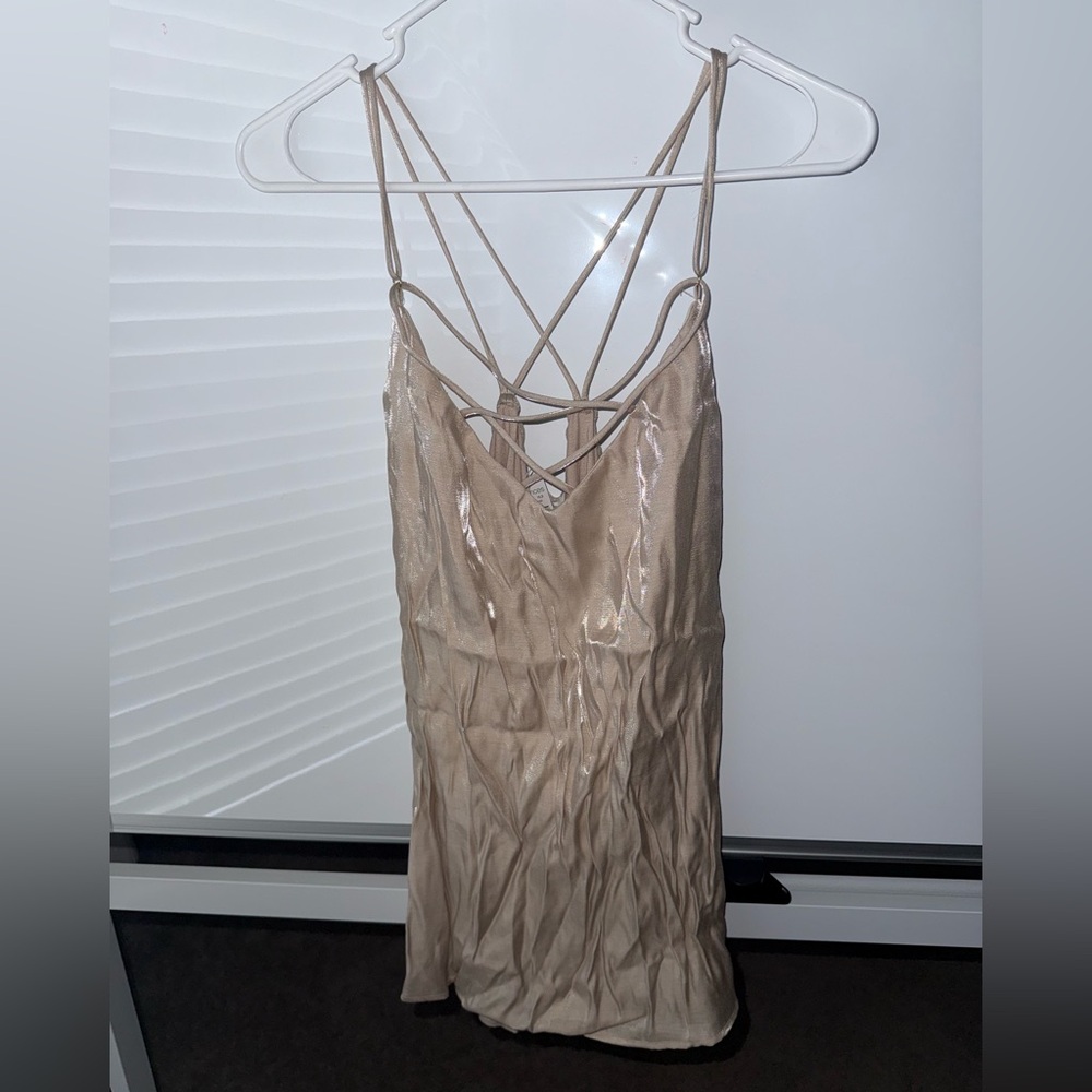 Maurices Shiny Beige Strappy Top